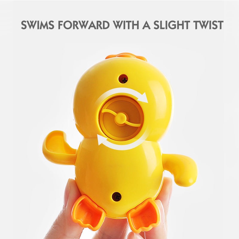 Baby Bath Swimming Duck Toy | Wind-Up Floating Bath Toy for Toddlers & Kids, Yellow Duck Bath Toy with Chain for Kids
